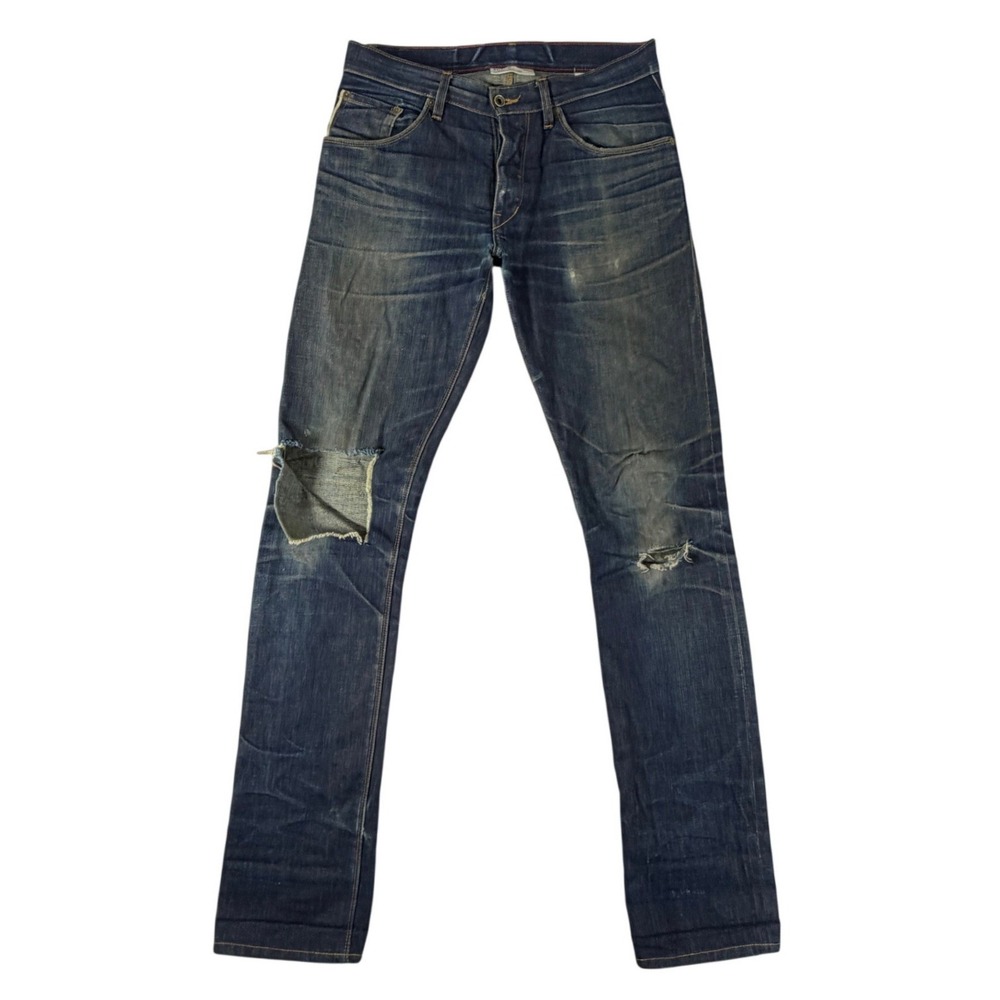 Raleigh Denim Workshop Thin Selvedge Jeans 31x36 Thrashed Honeycomb Dirty Wash